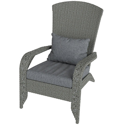 Wicker Adirondack Chair, PE Rattan Outdoor Fire Pit Chair, Heather Grey