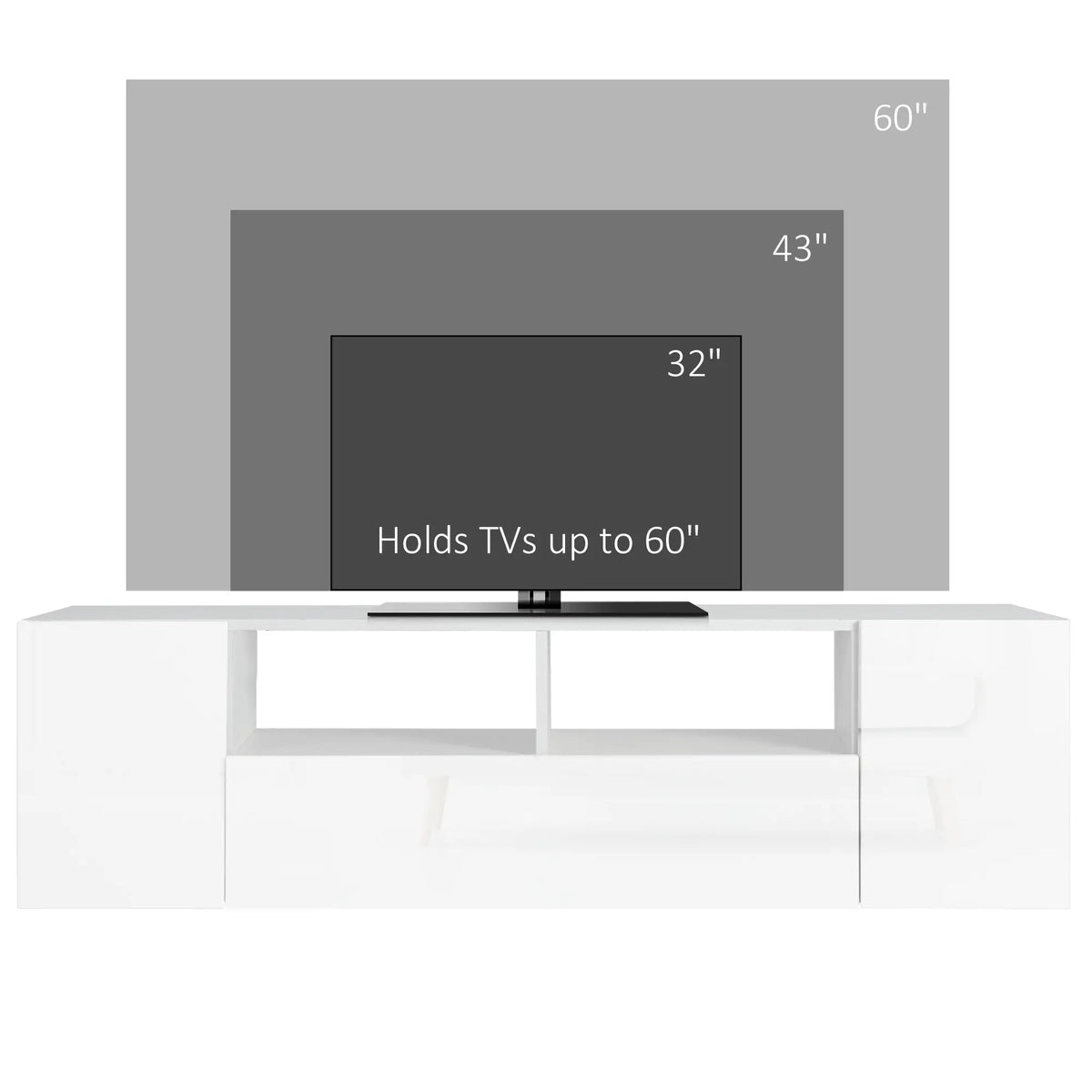 TV Stand for TVs up to 60", 53.9" x 13.8" x 16.5", White TV Stands at Gallery Canada
