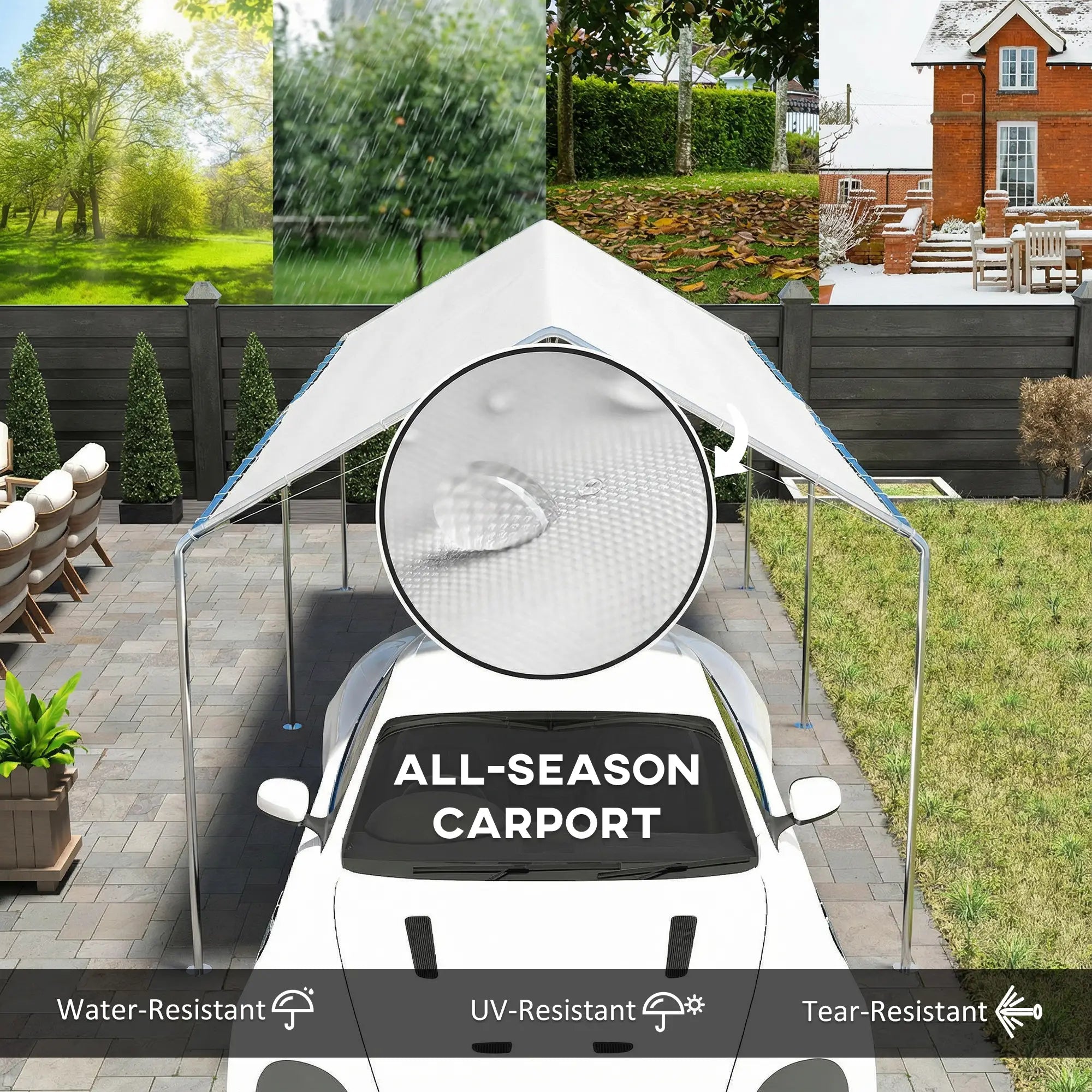 10' x 20' Heavy Duty Galvanized Carport Canopy, Anchor Kit, White Car Shelters at Gallery Canada