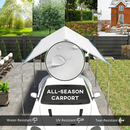 10' x 20' Heavy Duty Galvanized Carport Canopy, Anchor Kit, White Car Shelters at Gallery Canada