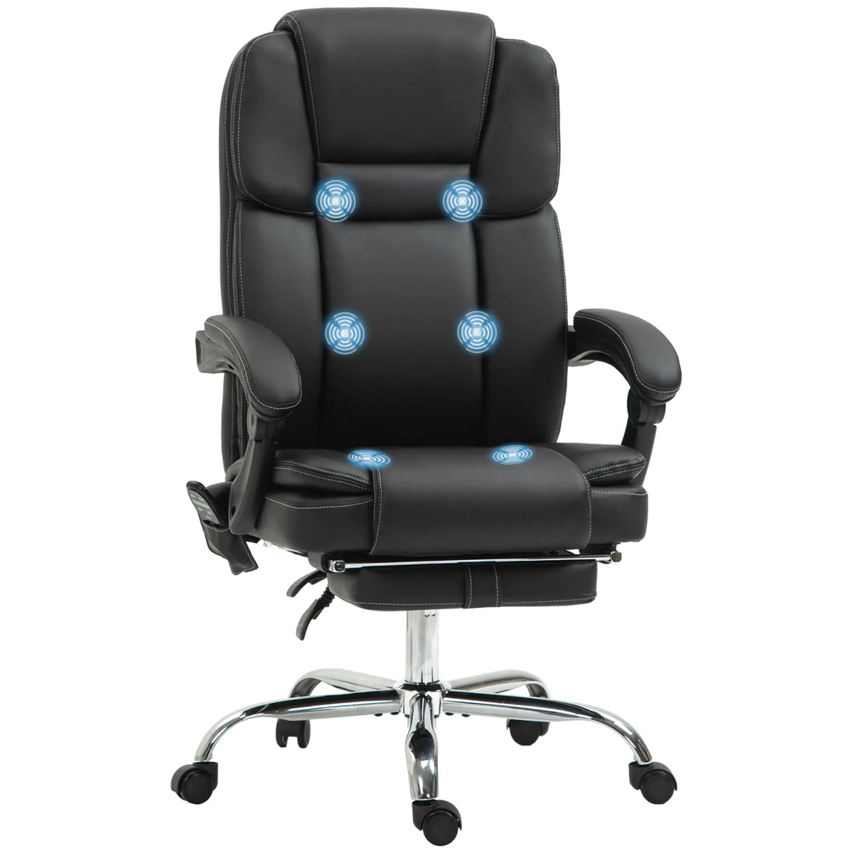 Massage Office Chair, Reclining Executive Chair with Vibration, Footrest, High Back, Black Massage Chairs Black at Gallery Canada