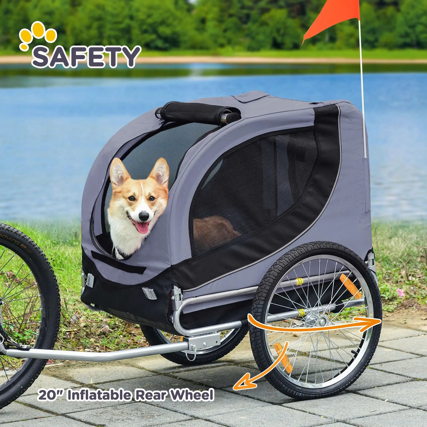 Dog Bike Trailer, Foldable, For Small Medium Dogs, Grey Dog Bike Trailers & Strollers at Gallery Canada