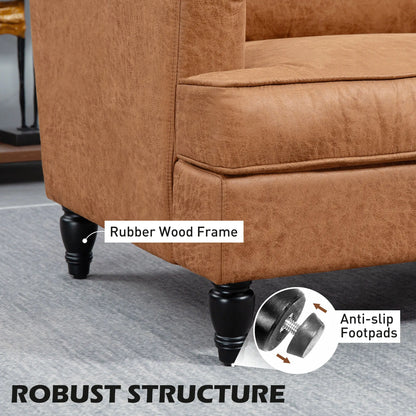 Modern Accent Chair, Microfiber Armchair with Turned Legs, Brown Accent Chairs at Gallery Canada