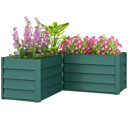 45" x 45" x 17" L-Shaped Galvanized Steel Raised Garden Bed Raised Garden Beds Green at Gallery Canada