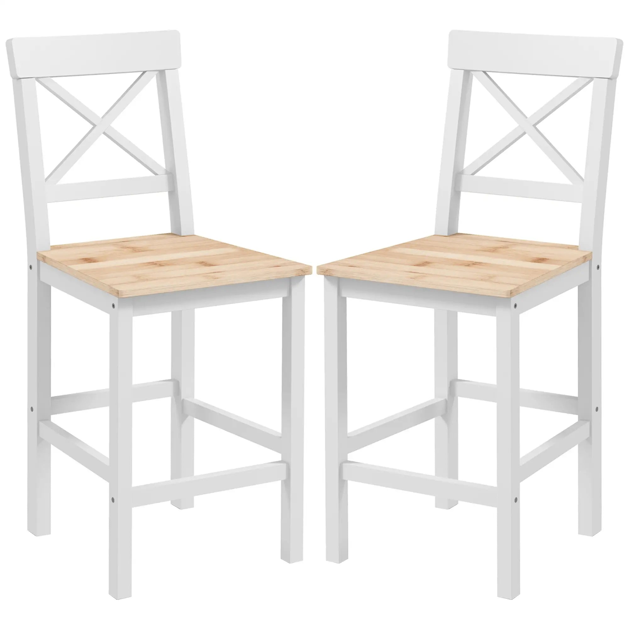 Counter Height Stools Set of 2, Farmhouse Bar Stools with Backs, Solid Wood Bar Stools Natural at Gallery Canada