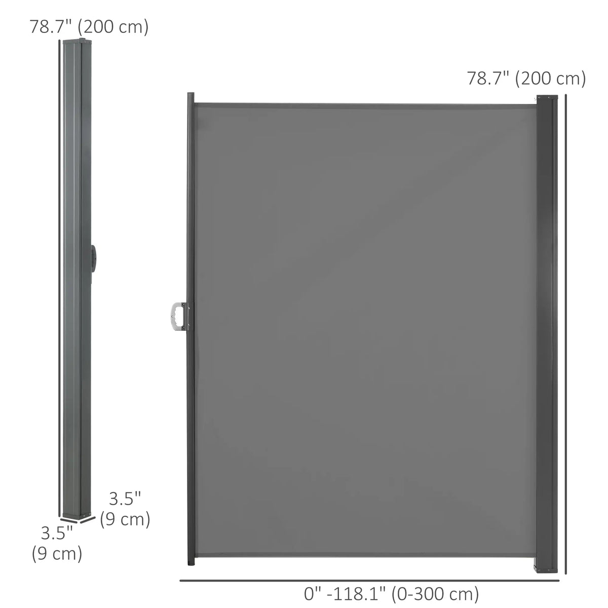118" x 79" Outdoor Folding Privacy Screen, Retractable Side Awning, UV Wind Resistant, Light Grey Side Awnings at Gallery Canada