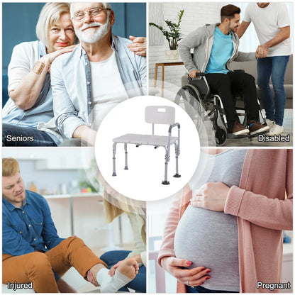 6-Level Adjustable Bath and Shower Transfer Bench Aluminum Chair with Non-Slip Feet, Armrest &; Backrest White Bath Chairs at Gallery Canada