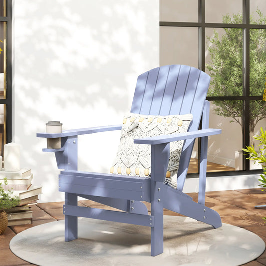 Classic Adirondack Chair With Cup Holder, Grey