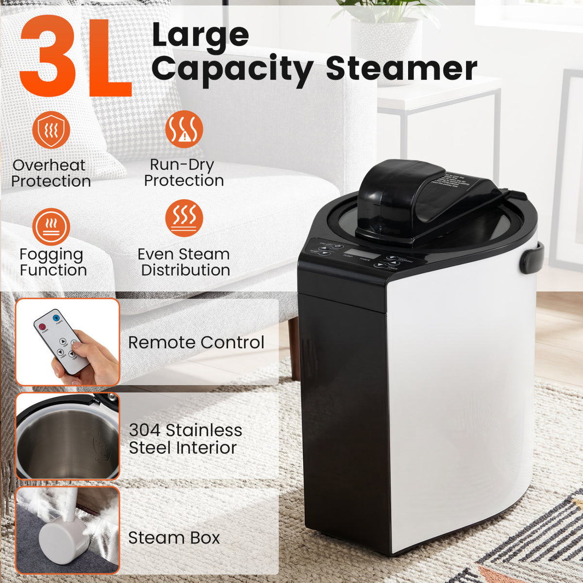 3L Portable Steam Sauna, Fast Heat, 9-Level Remote, Folding Chair, Brown Sauna at Gallery Canada