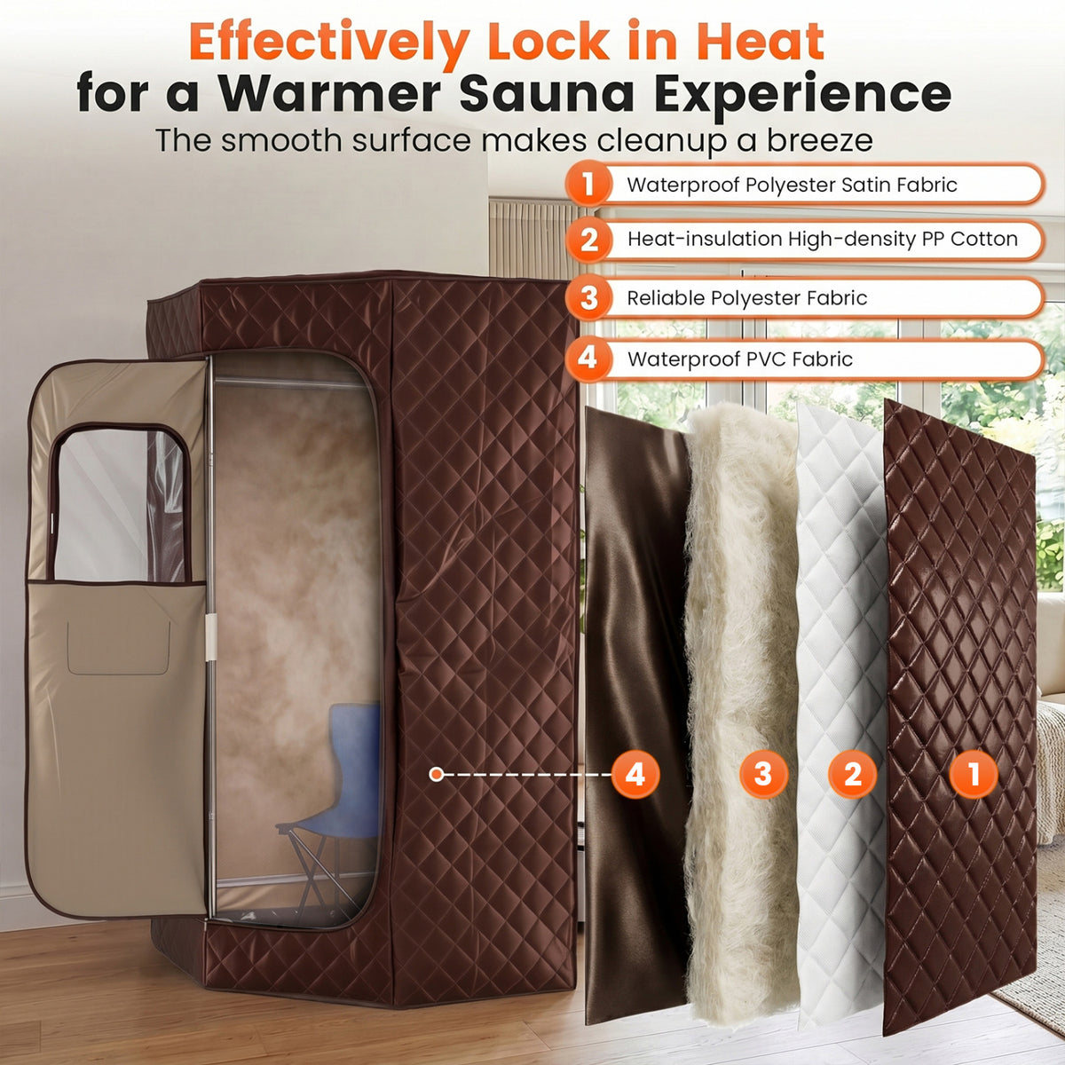 3L Portable Steam Sauna, Fast Heat, 9-Level Remote, Folding Chair, Brown Sauna at Gallery Canada