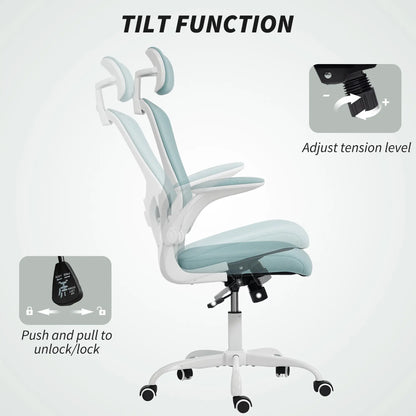 Ergonomic Office Chair, Mesh Desk Chair, Adjustable Headrest, Lumbar Support, Light Green Task Chairs at Gallery Canada
