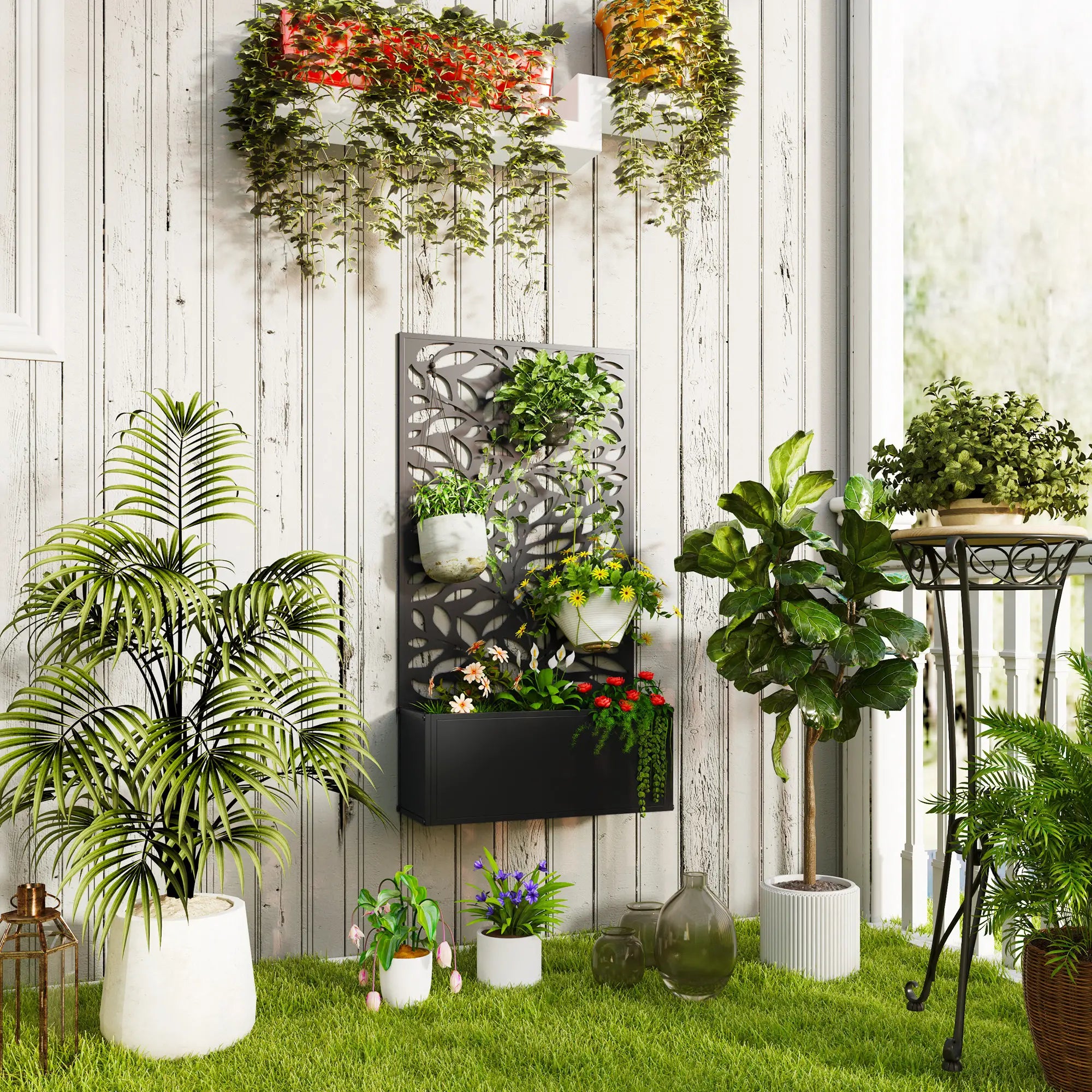 Metal Raised Garden Bed With Privacy Panel, Outdoor Planter Box Raised Garden Beds at Gallery Canada