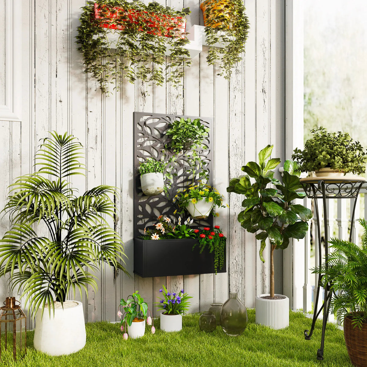 Metal Raised Garden Bed With Privacy Panel, Outdoor Planter Box Raised Garden Beds at Gallery Canada