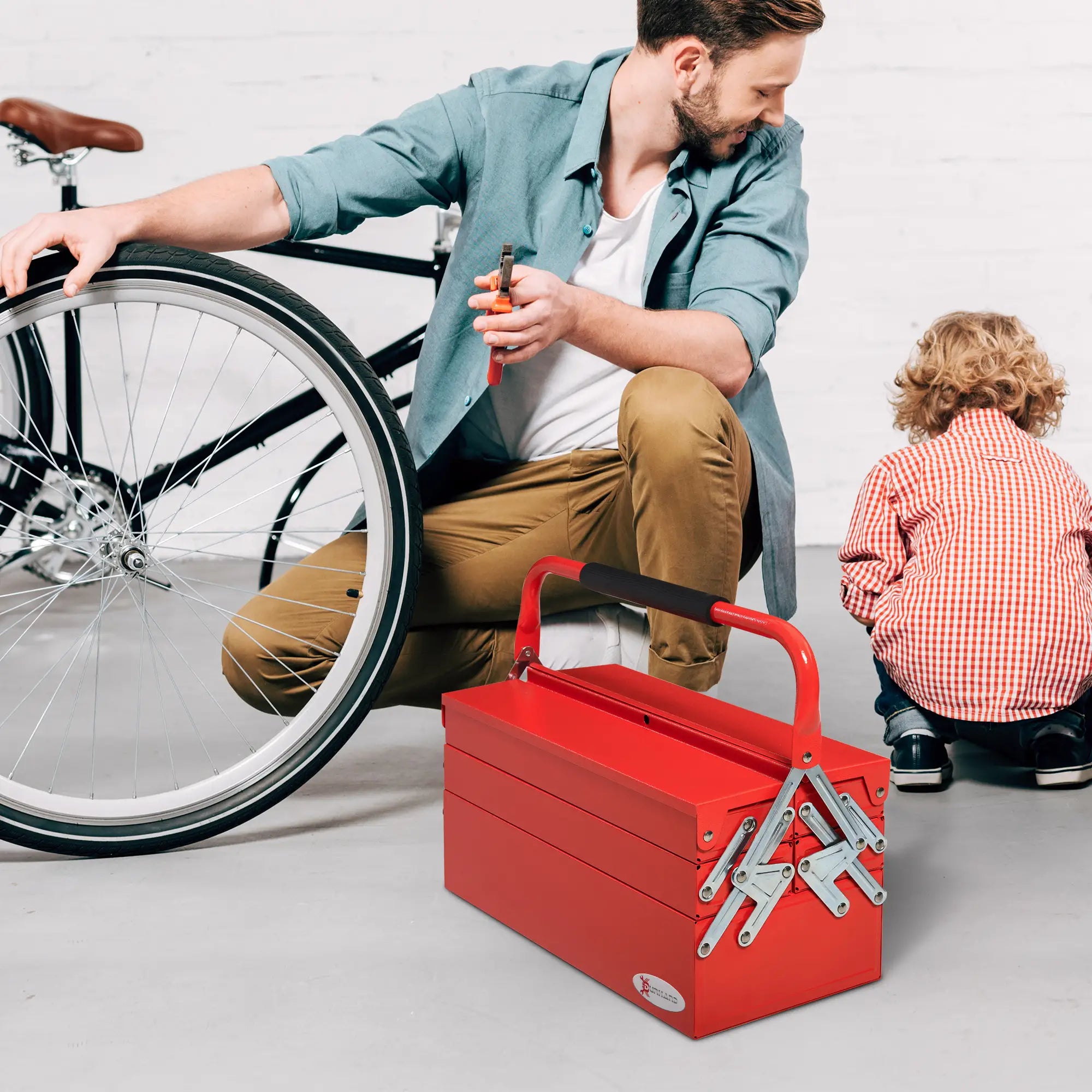 18 Inches Metal Tool Box, 5-Tray Cantilever Steel Chest, Red Tool Organizers at Gallery Canada