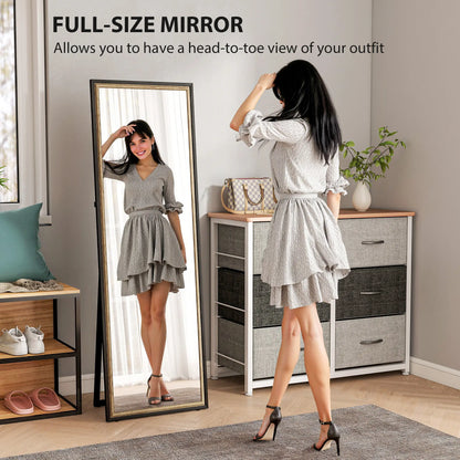 Full Length Mirror, 64" x 21", Dual-Tone Frame, Black Full Length Mirrors at Gallery Canada