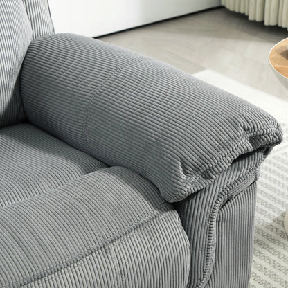 Manual Recliner Chair, Vibration Massage, Side Pockets, Corduroy, Grey Sofas & Reclining Chairs at Gallery Canada