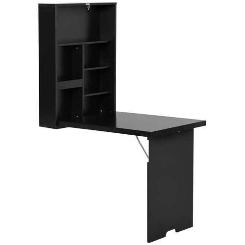 Wall Mounted Fold Out Desk, Multi-Functional Space Saving, Black