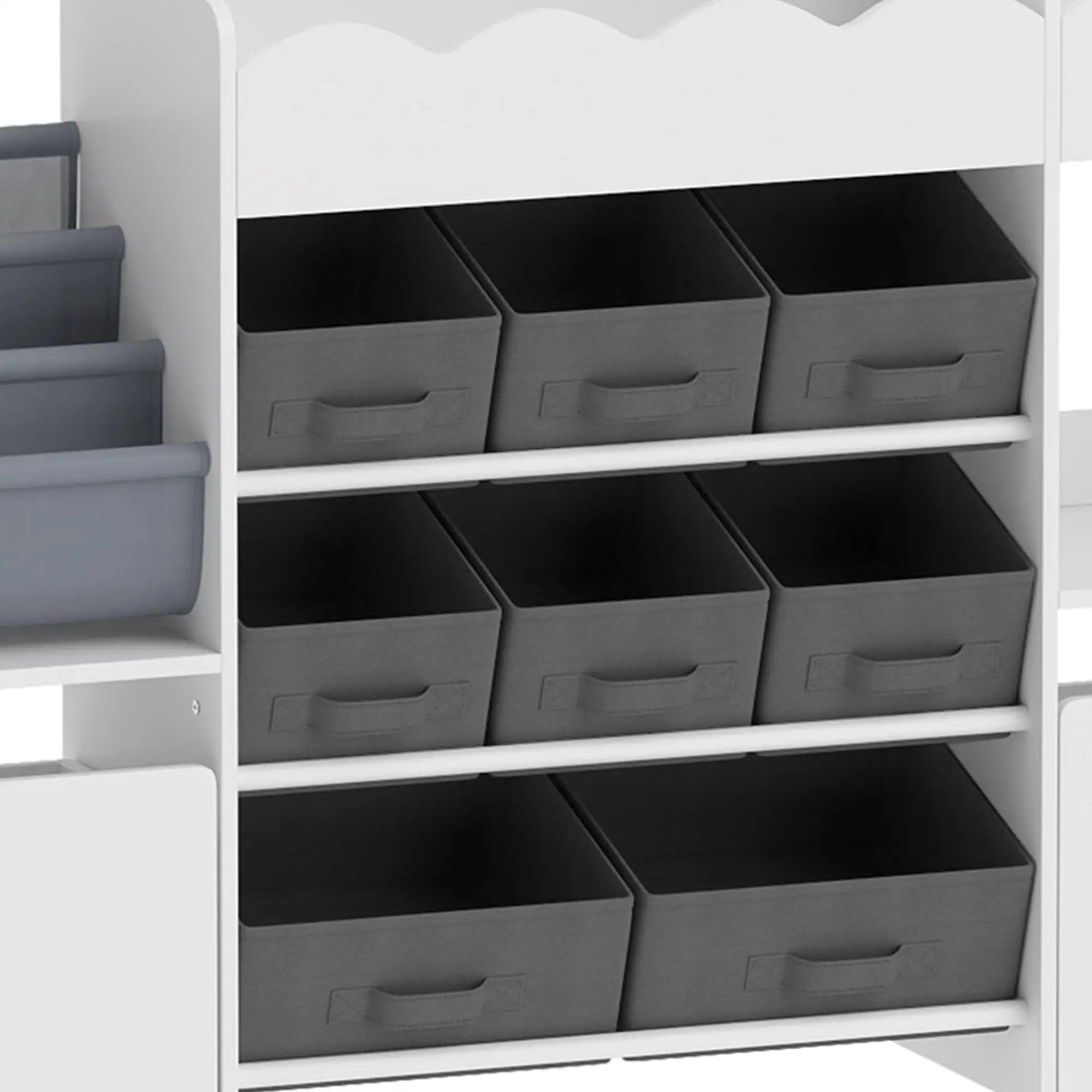 Kids Toy Storage Organizer, Bookshelf with 8 Fabric Bins, 2 Rolling Drawers, White Bookshelves & Bookcases at Gallery Canada
