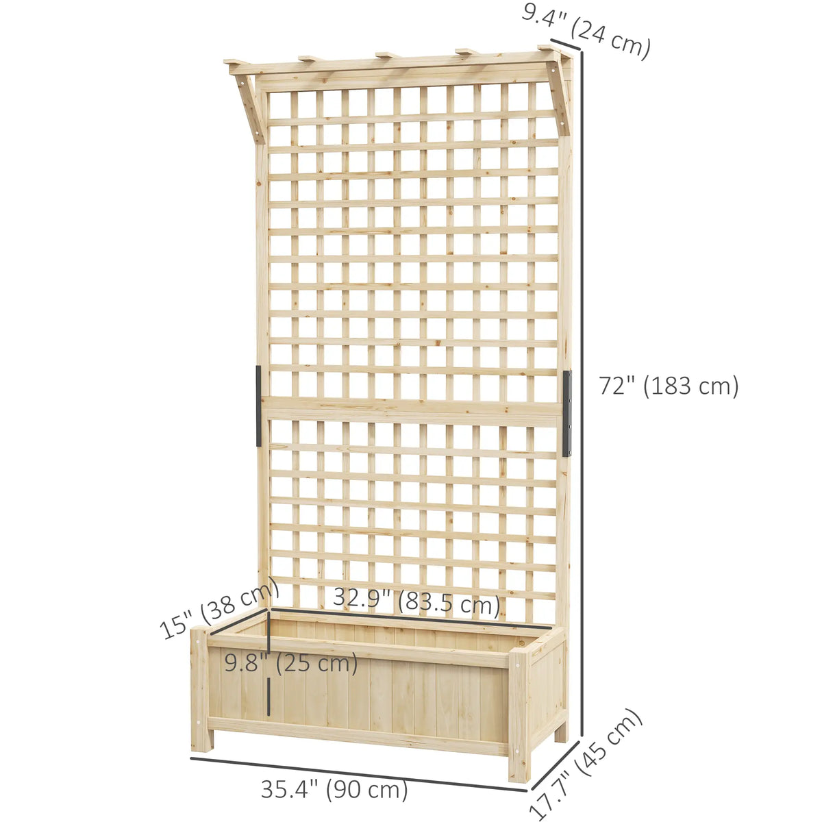 Wood Planter with Trellis, Raised Garden Bed, Privacy Screen, Natural Wood Raised Garden Beds at Gallery Canada