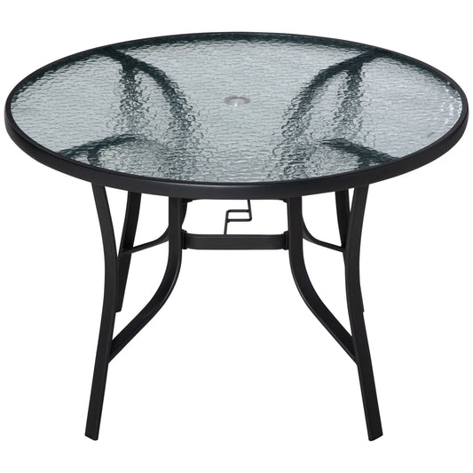 "42" Patio Dining Table, Round Outdoor Bistro Table With Umbrella Hole, Patio Side Tables Black, Transparent at Gallery Canada