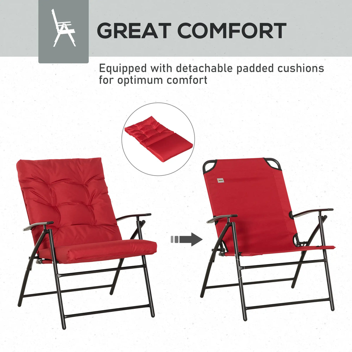 Folding Camping Chairs With Adjustable Backrest, 2 Pack, Red Patio Chairs at Gallery Canada