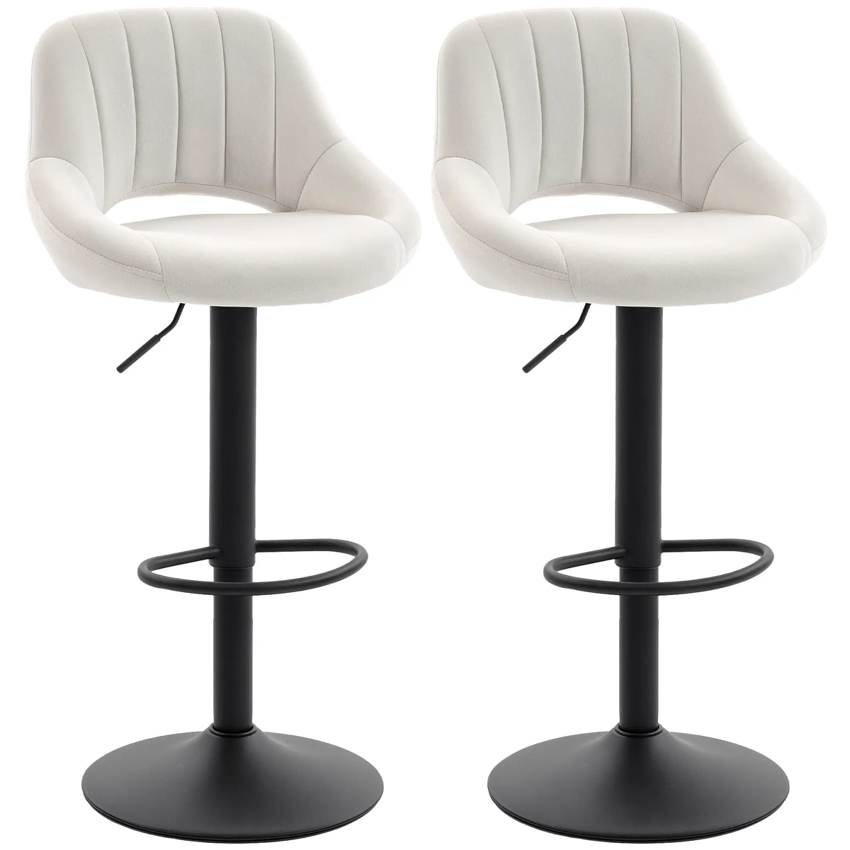 Swivel Bar Stools Set of 2, Adjustable Height, Plush Upholstered, Cream Bar Stools Cream at Gallery Canada