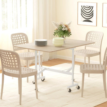 6-Seater Drop-Leaf Dining Table With Wheels, Oak Dining Tables at Gallery Canada
