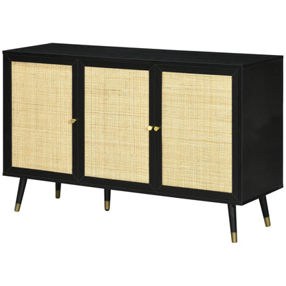 Kitchen Sideboard Cabinet, Boho Storage With Shelves, Wood Legs, Rattan Doors, Black Bar Cabinets at Gallery Canada