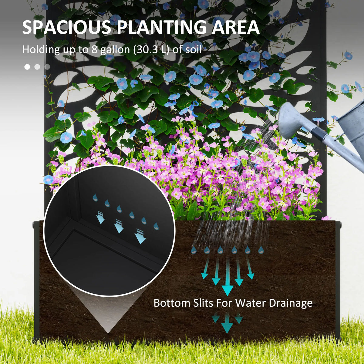 Metal Raised Garden Bed With Privacy Panel, Outdoor Planter Box Raised Garden Beds at Gallery Canada