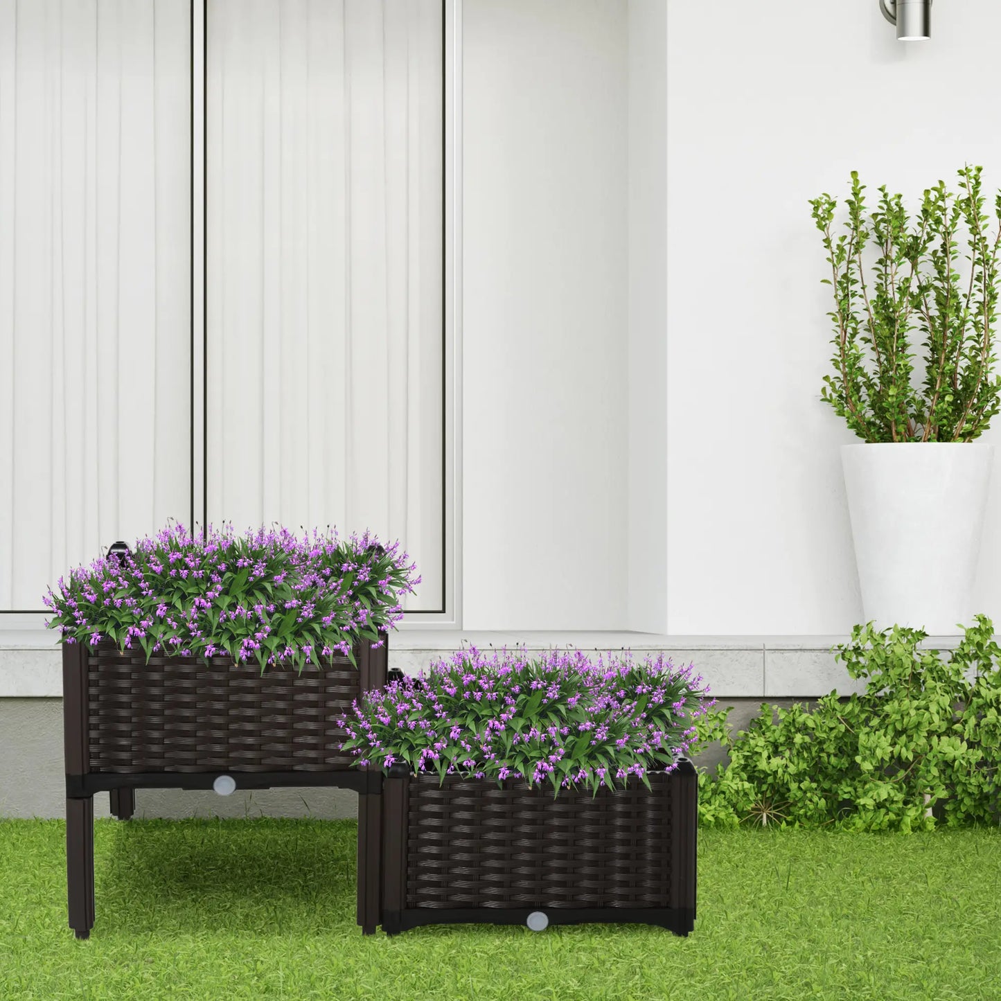 2 Piece Raised Garden Bed, PP Flower Vegetable Herb Grow Box, Brown Elevated Garden Beds at Gallery Canada