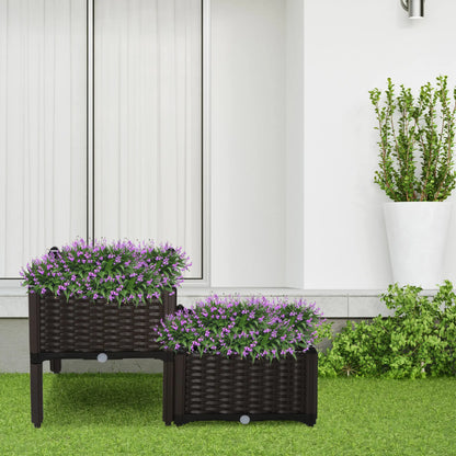 2 Piece Raised Garden Bed, PP Flower Vegetable Herb Grow Box, Brown Elevated Garden Beds at Gallery Canada