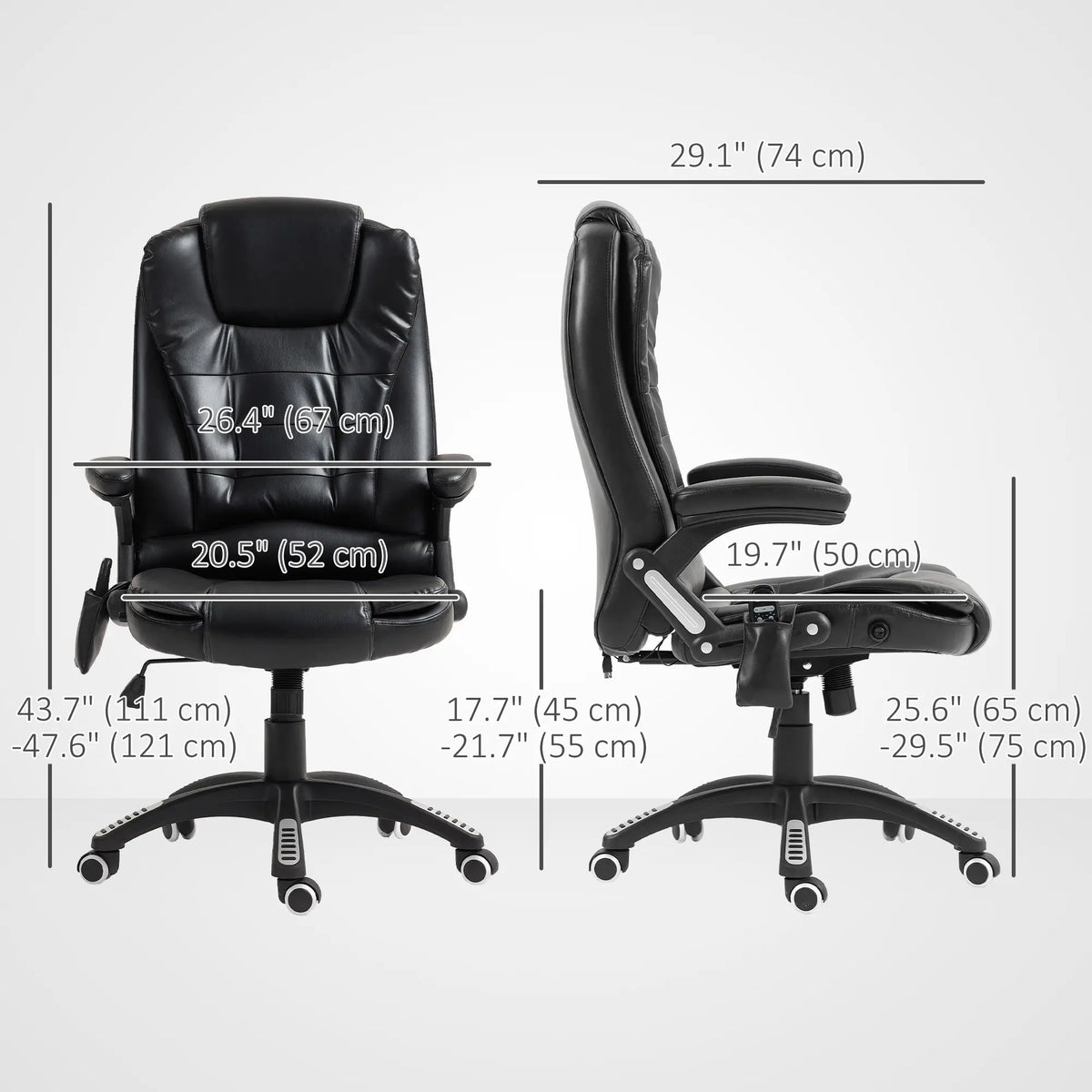 Reclining Massage Office Chair, High Back, Swivel Wheels, Black Office Chairs at Gallery Canada