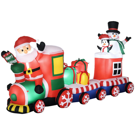 8ft Inflatable Christmas Train, Santa Snowman Penguin, LED Yard Display Christmas Inflatables Red at Gallery Canada