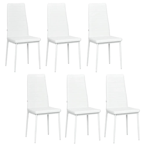 Modern Upholstered PU Leather Dining Chairs, Set of 6, White