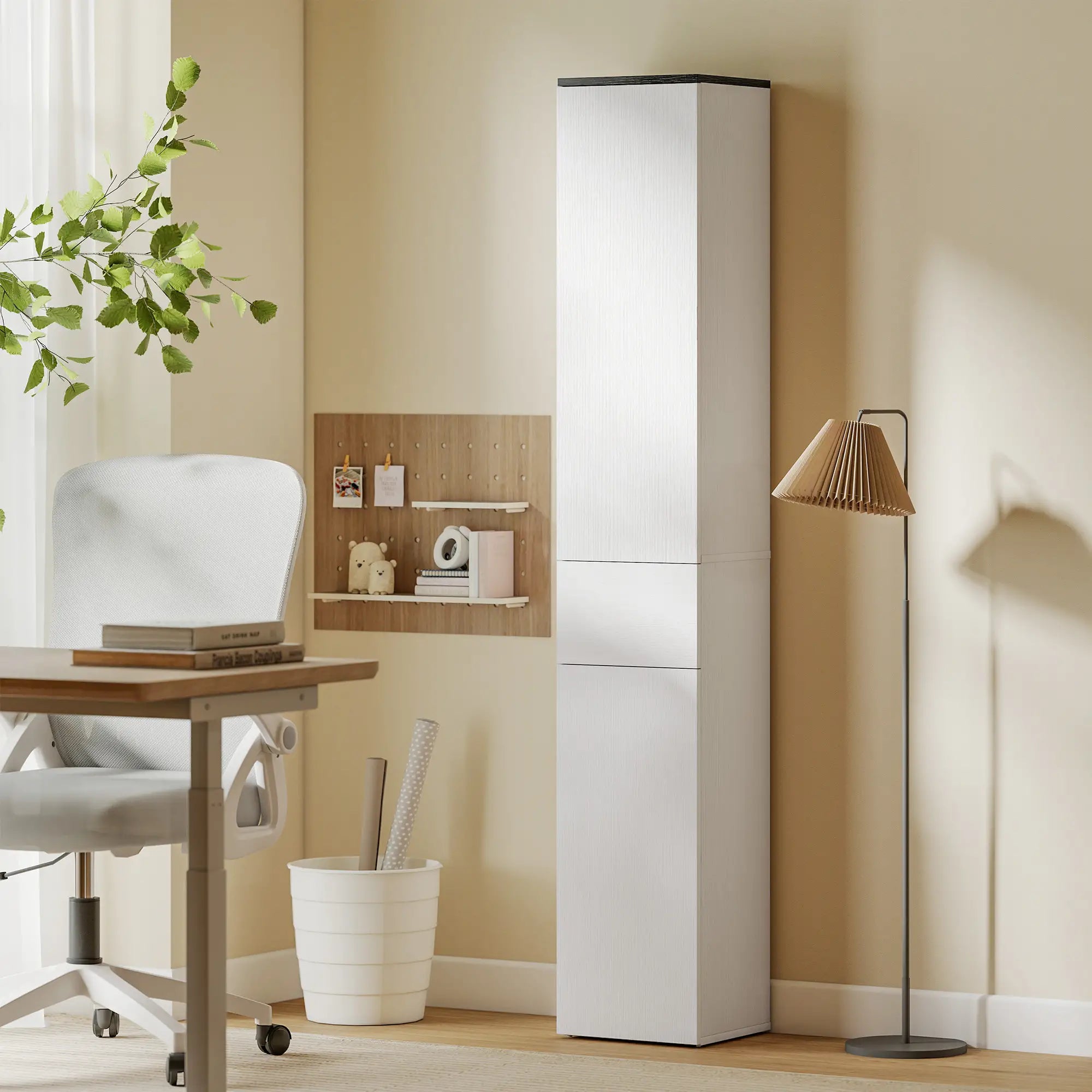 Tall Bathroom Cabinet, 2 Cupboards And Drawer, Adjustable Shelves, White Freestanding Bathroom Cabinets at Gallery Canada