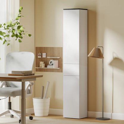 Tall Bathroom Cabinet, 2 Cupboards And Drawer, Adjustable Shelves, White Freestanding Bathroom Cabinets at Gallery Canada