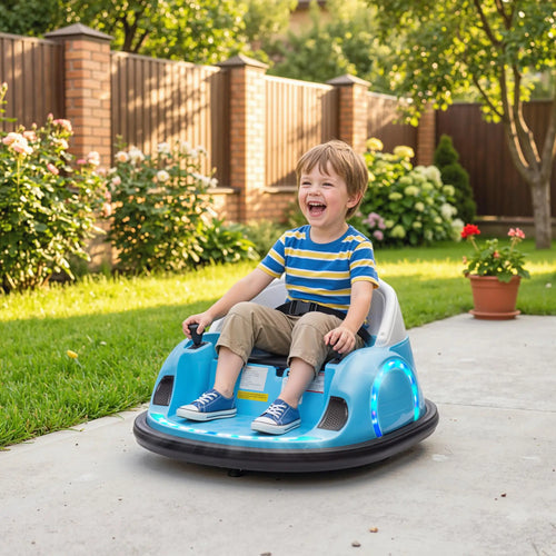 12V Toddler Bumper Car, 360 Remote Control, Lights Music Horn, 1.5-5 Years, Light Blue