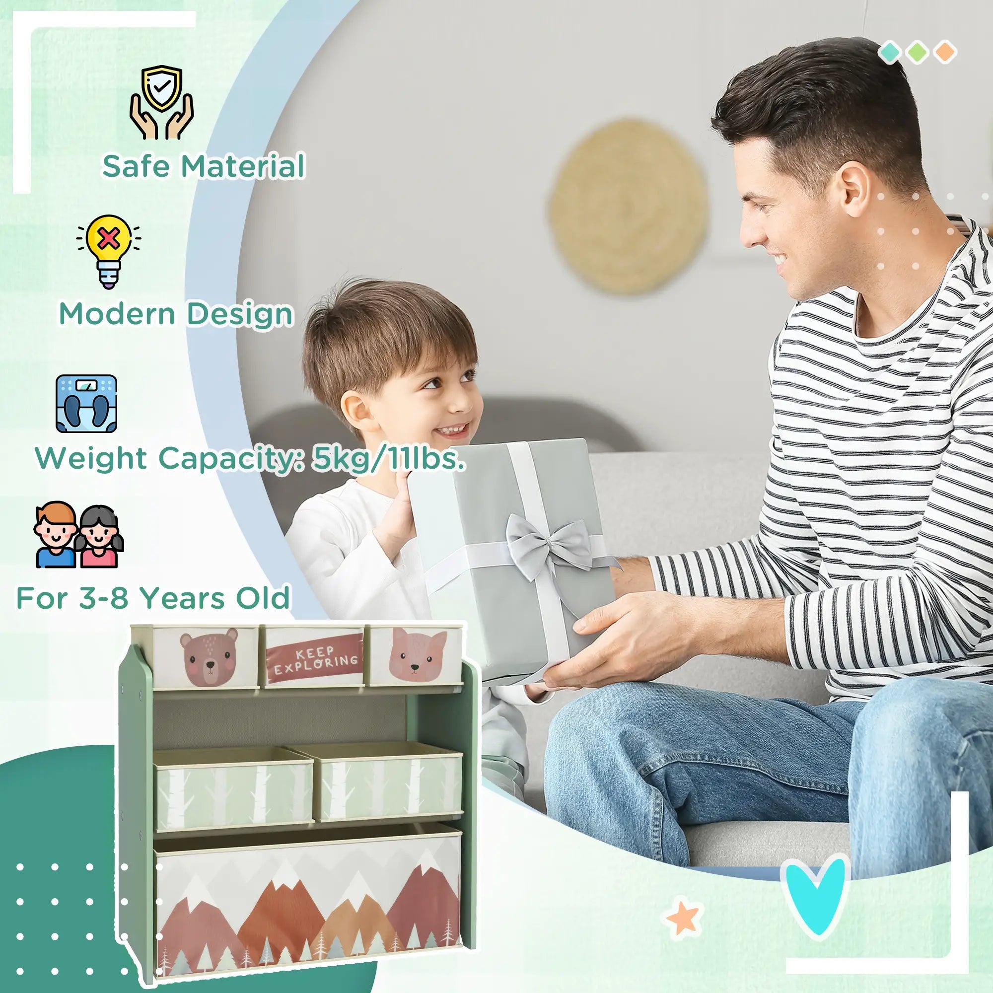 Toy Organizer With 6 Storage Bins, 25