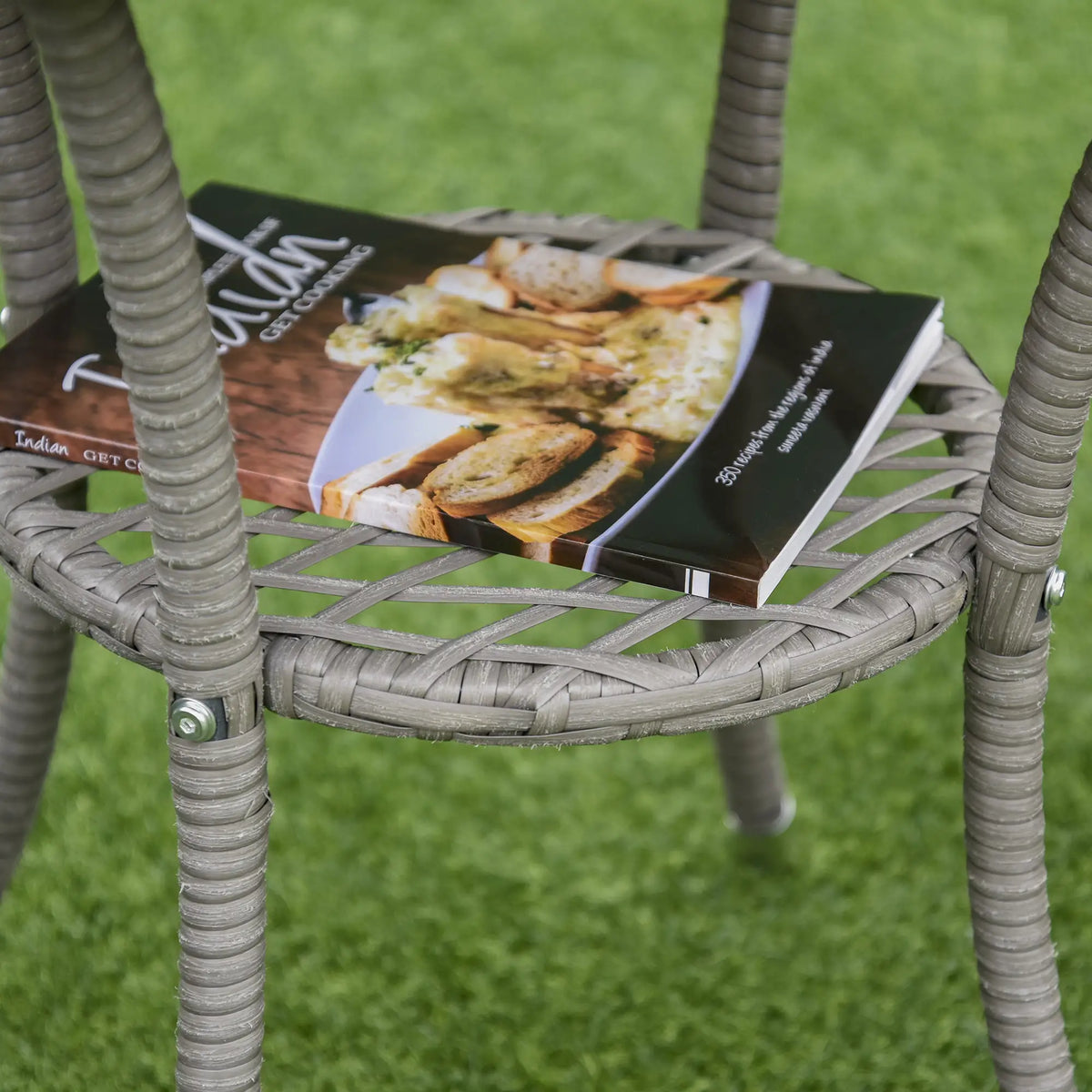 3-Piece Rattan Patio Set, Glass Table w/ Cushions, Grey Bistro Sets at Gallery Canada
