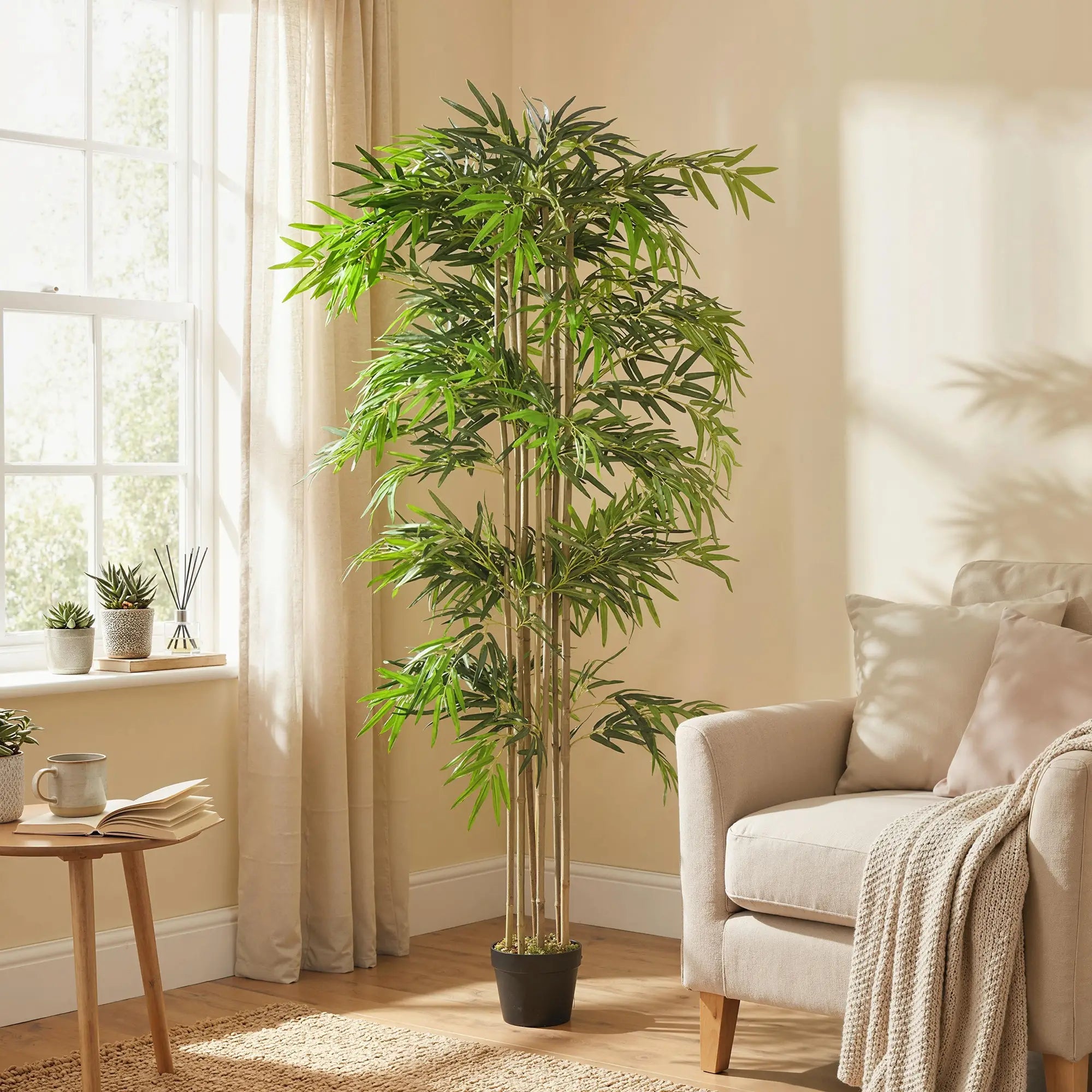 6FT Artificial Bamboo Tree, Fake Plant, 1530 Leaves, Green Artificial Trees at Gallery Canada