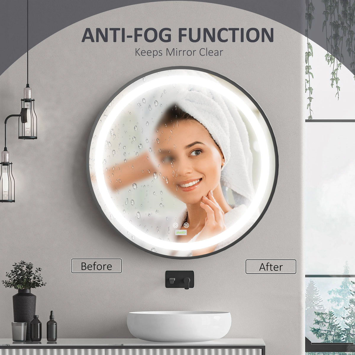 Dimmable LED Bathroom Mirror, Anti Fog Vanity Mirror, 28 In Bath Accessories at Gallery Canada
