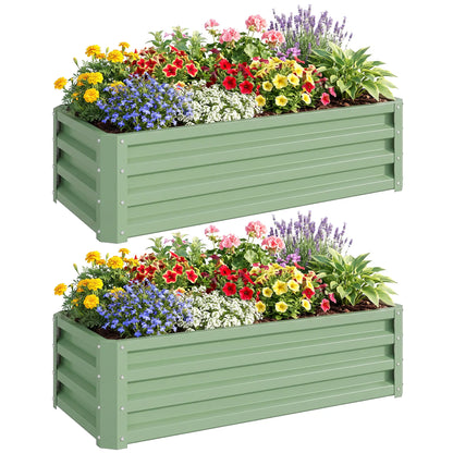 Galvanized Raised Garden Beds, Outdoor Planter Box Set, Light Green Galvanized Planter Boxes at Gallery Canada
