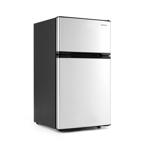3.2 Cu.Ft Mini Fridge with Freezer, Double Door, Silver