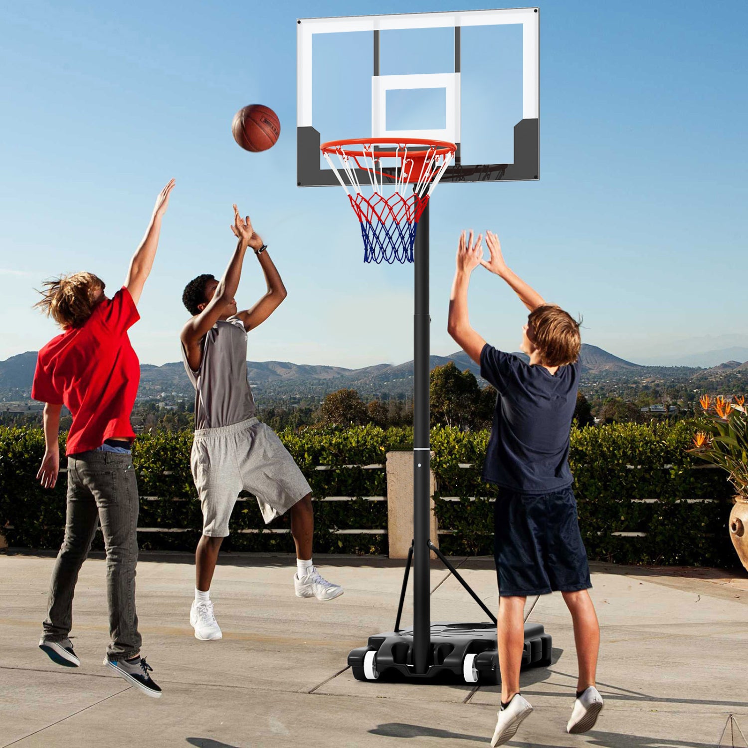 Portable Adjustable Kids Basketball Hoop, 3.3-7 Feet, White Sport Equipments at Gallery Canada