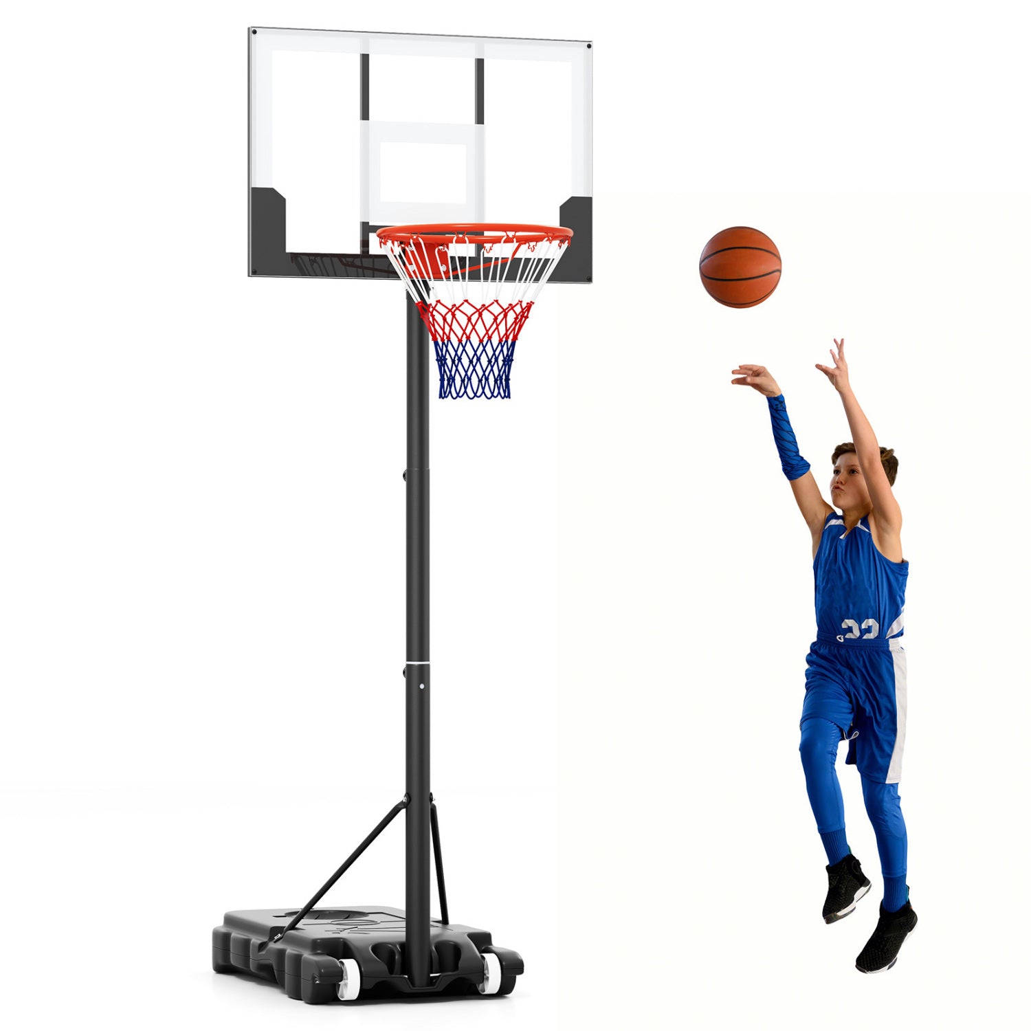 Portable Adjustable Kids Basketball Hoop, 3.3-7 Feet, White Sport Equipments at Gallery Canada