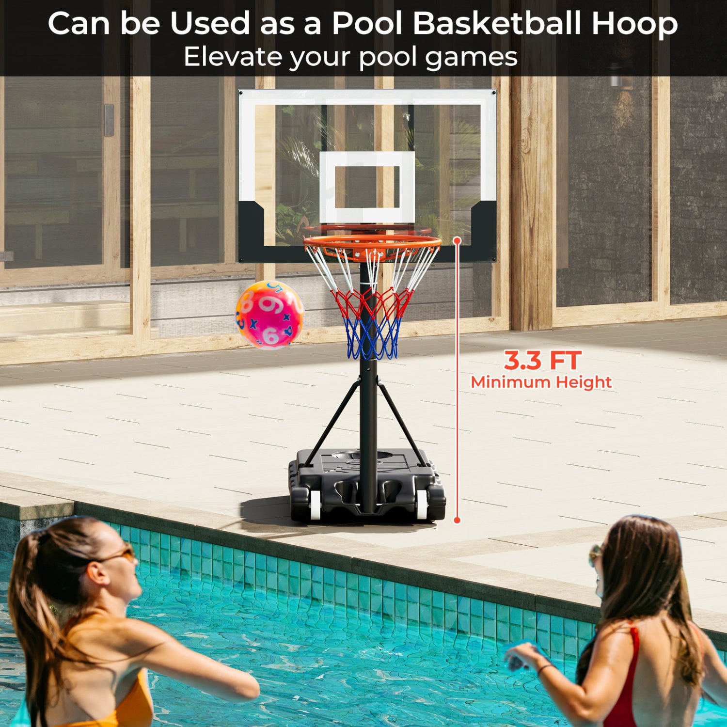 Portable Adjustable Kids Basketball Hoop, 3.3-7 Feet, White Sport Equipments at Gallery Canada