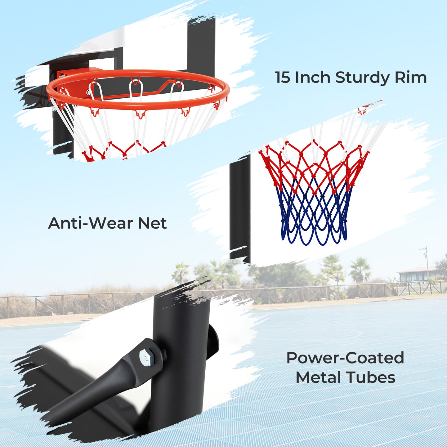 Portable Adjustable Kids Basketball Hoop, 3.3-7 Feet, White Sport Equipments at Gallery Canada