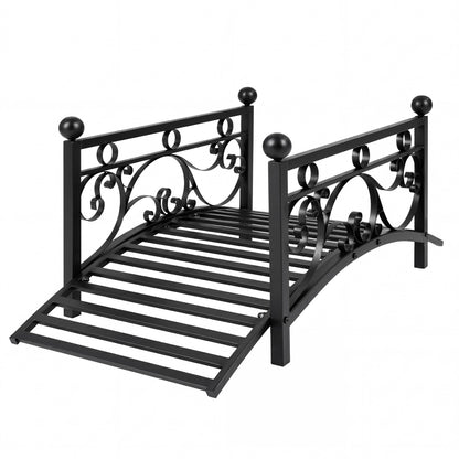 3.3 Ft Garden Metal Bridge, Dual Patterned Side Rails, Black Outdoor Decor at Gallery Canada