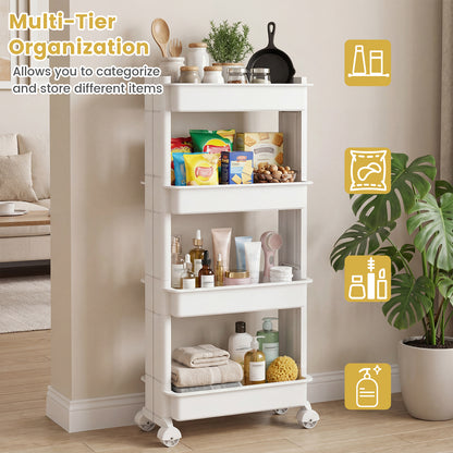 3/4-Tier Rolling Utility Cart with Detachable Trays and Smooth Wheels-4-Tier Kitchen Islands & Carts at Gallery Canada