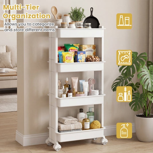 3/4-Tier Rolling Utility Cart with Detachable Trays and Smooth Wheels-4-Tier Kitchen Islands & Carts Options at Gallery Canada